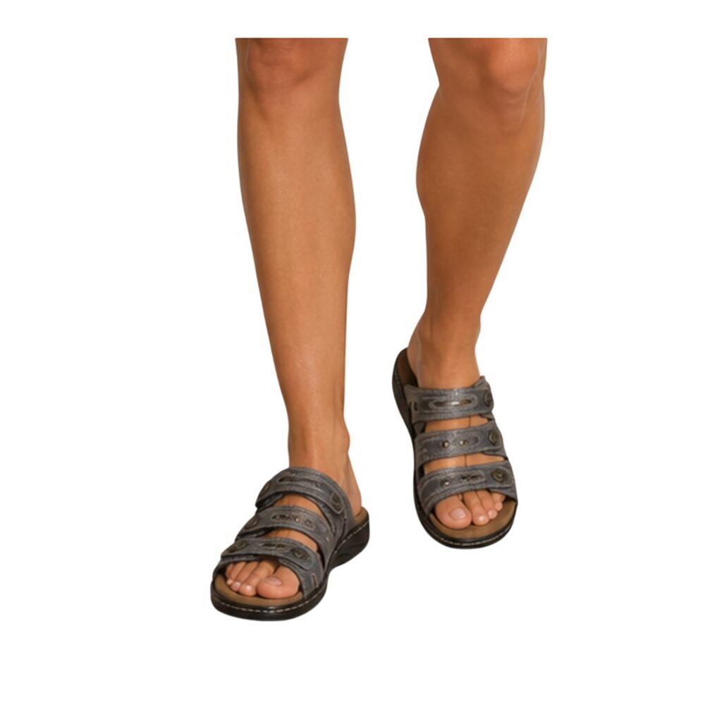 Clarks Leisa Cacti Q Slide Sandal blue Leather 10 M adjustable orthopedic work